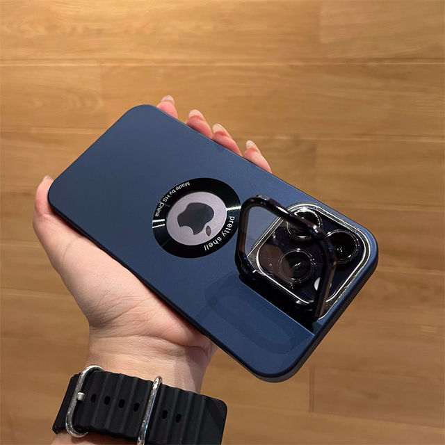 Luxury Camera Protector Stand Case With Logo Cut - iPhone