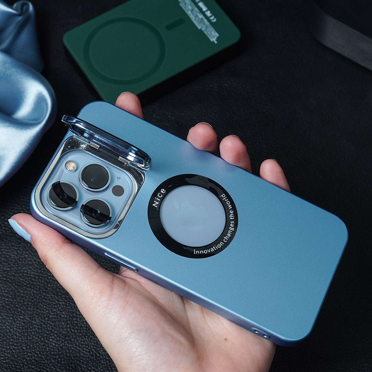 Luxury Camera Protector Stand Case With Logo Cut - iPhone