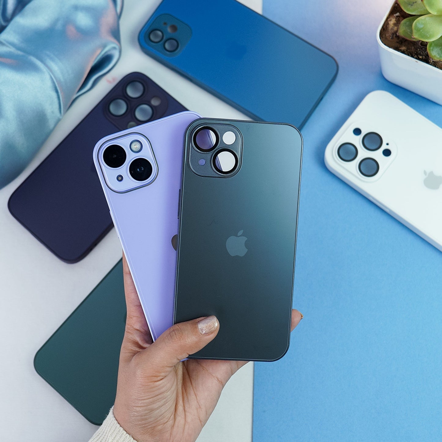 iPhone 14 Series Matte Glass Camera Lens Shell Case