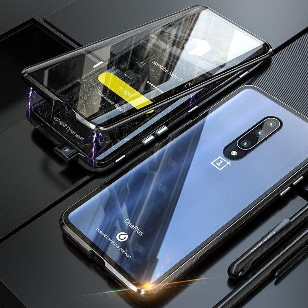 OnePlus Series Electronic Auto-Fit (Front+ Back) Glass Magnetic Case