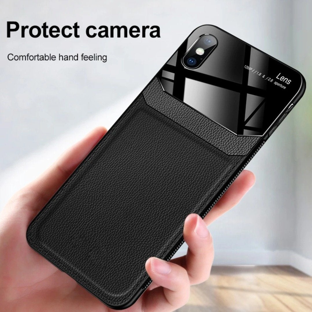 iPhone XS Sleek Slim Leather Glass Case