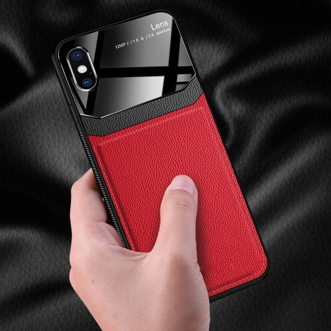 iPhone XS Sleek Slim Leather Glass Case