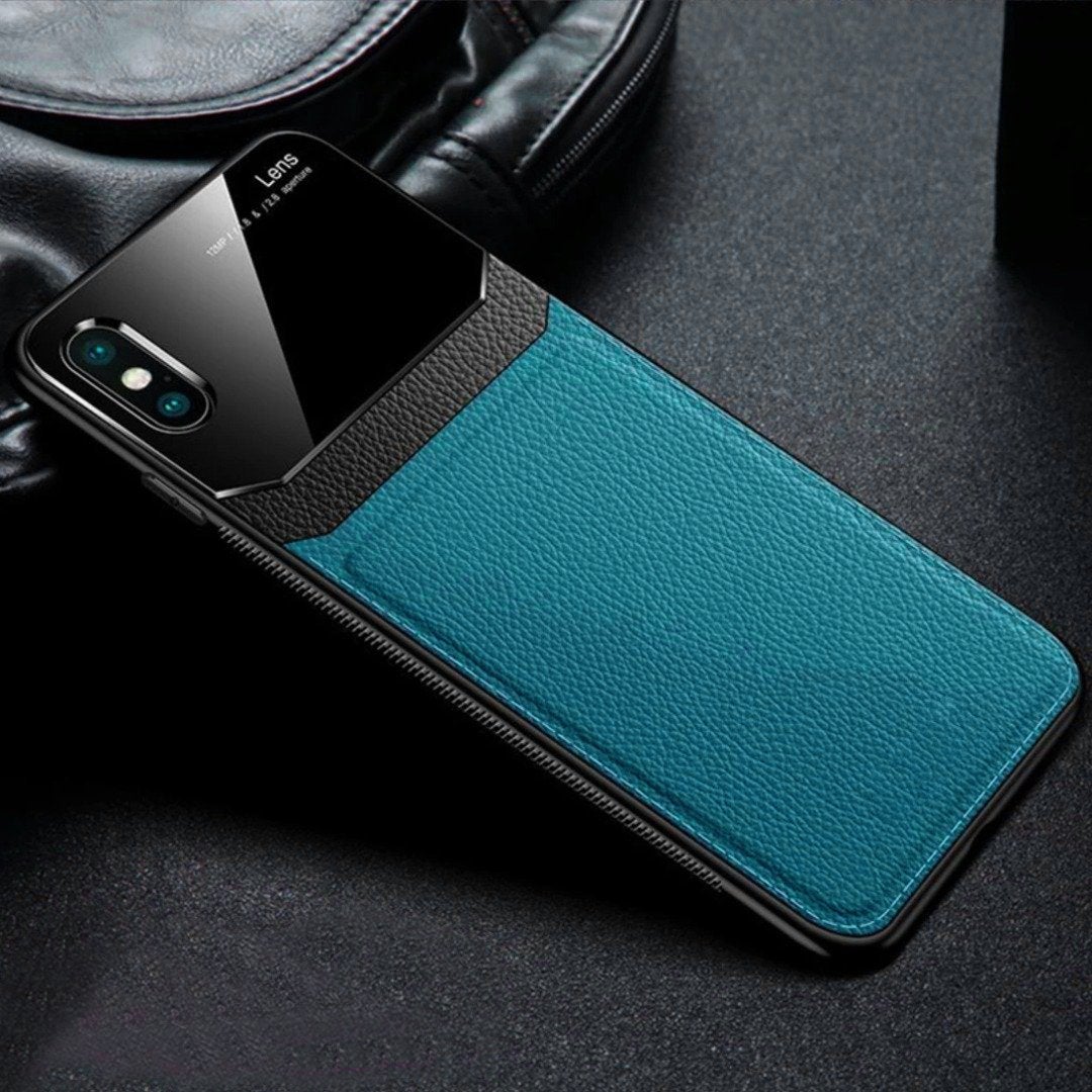 iPhone XS Sleek Slim Leather Glass Case