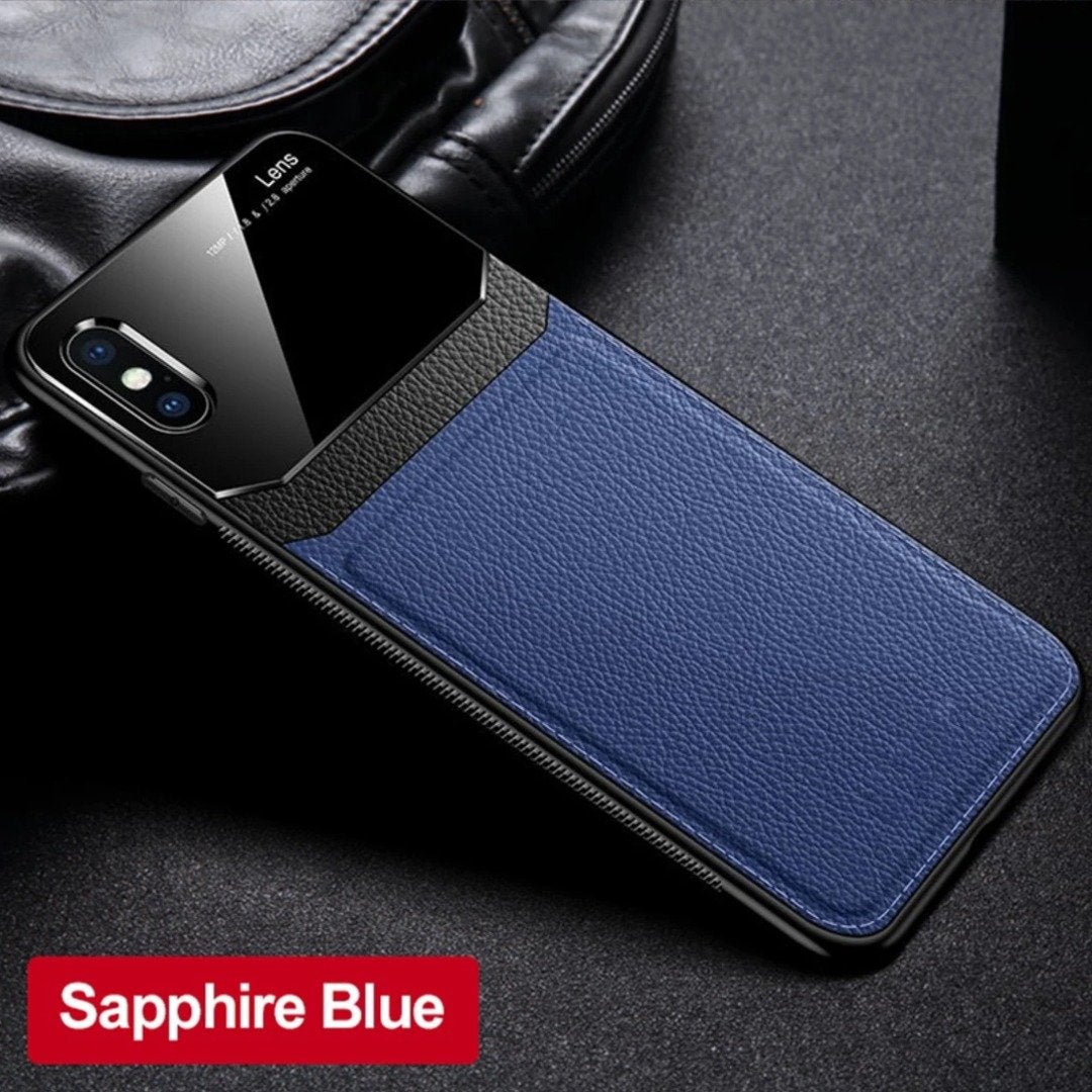 iPhone XS Sleek Slim Leather Glass Case