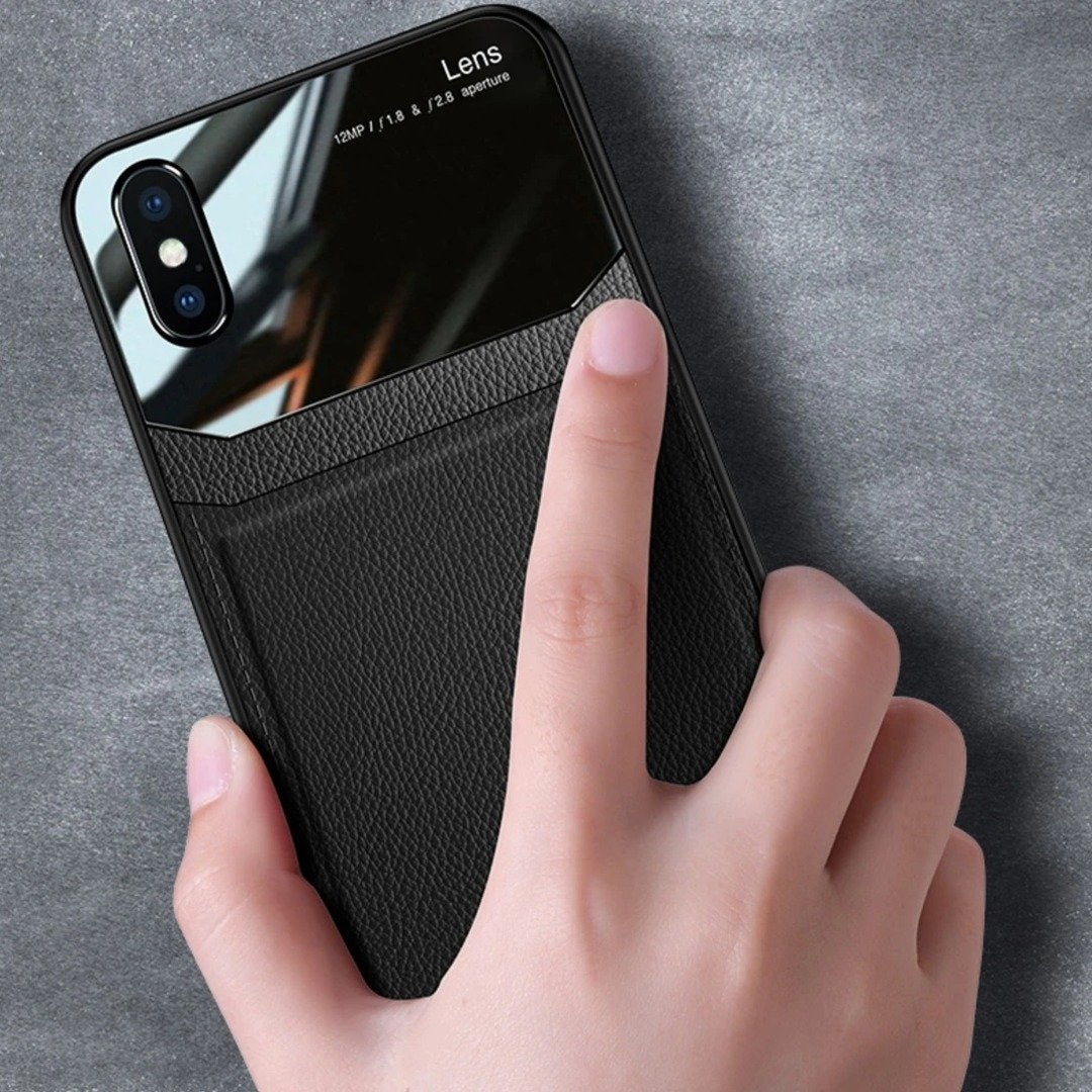 iPhone XS Sleek Slim Leather Glass Case