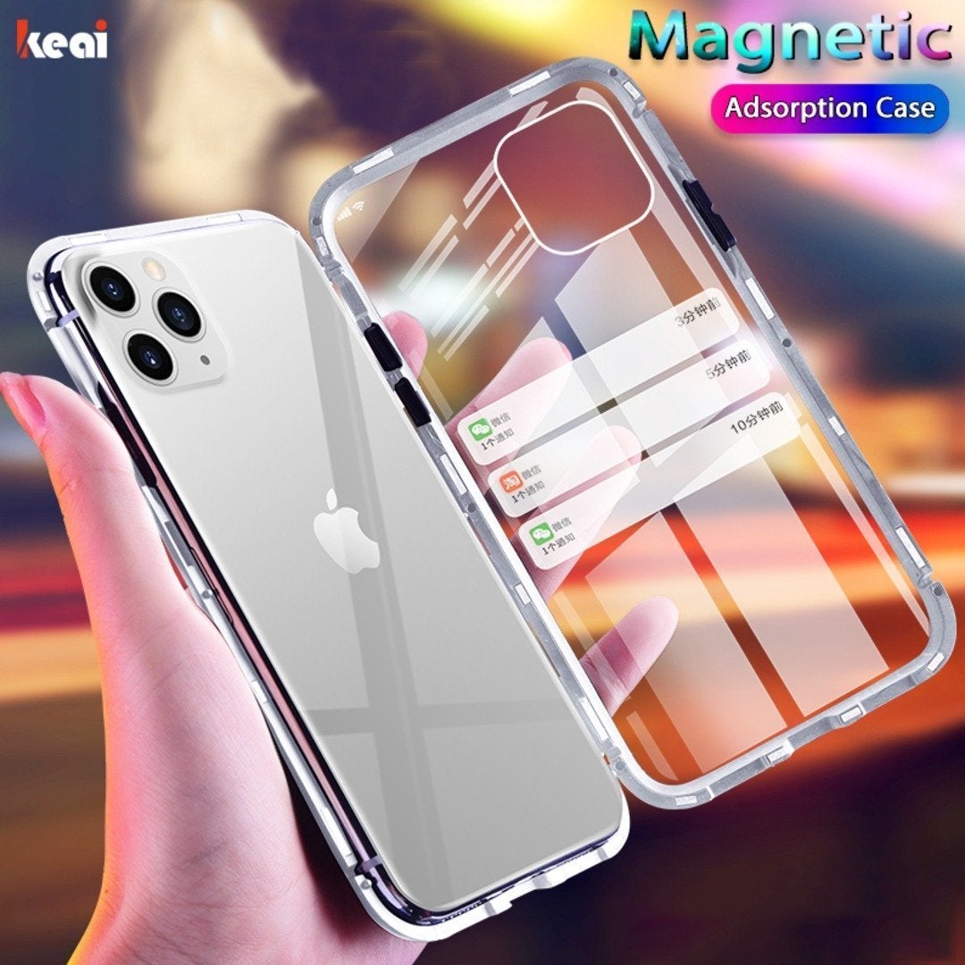iPhone 11 Series Electronic Auto-Fit (Front+ Back) Glass Magnetic Case