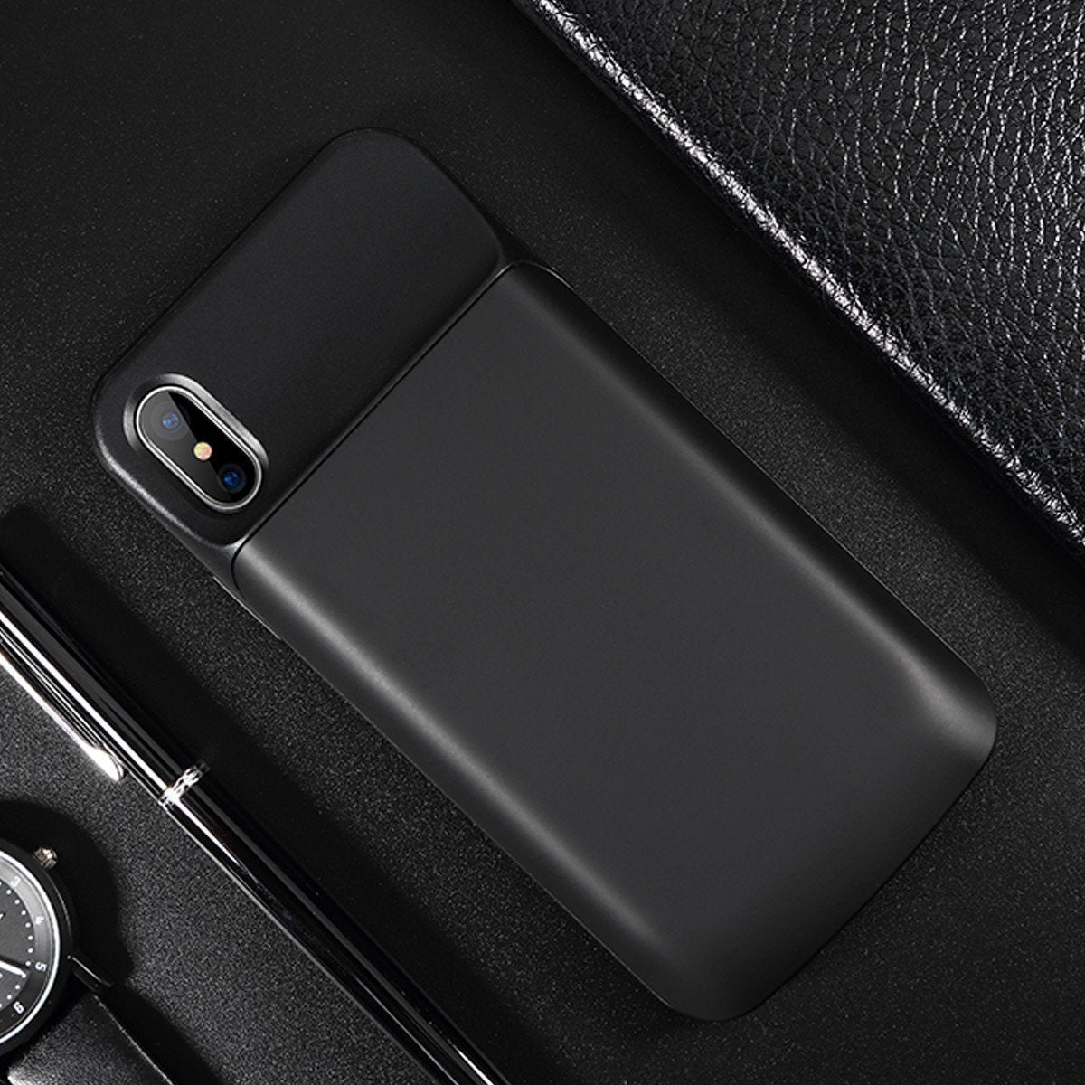 iPhone X Series  (3 in 1 Combo)  Battery Shell Case + Tempered Glass + Camera Lens Guard