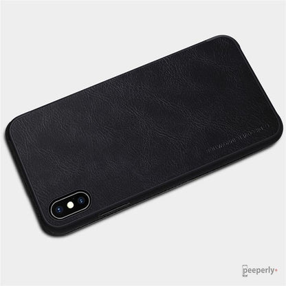 iPhone XS Max Genuine QIN Leather Flip Case