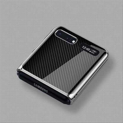 Galaxy Z Flip Carbon Fiber Texture Glass Case