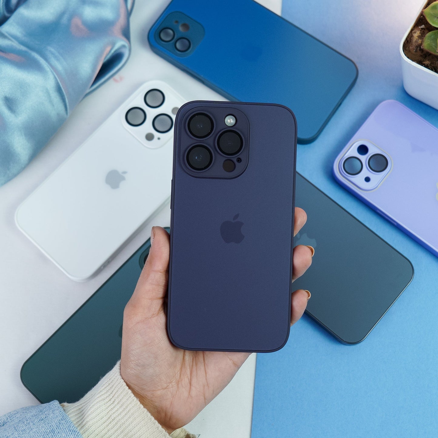 iPhone 14 Series Matte Glass Camera Lens Shell Case