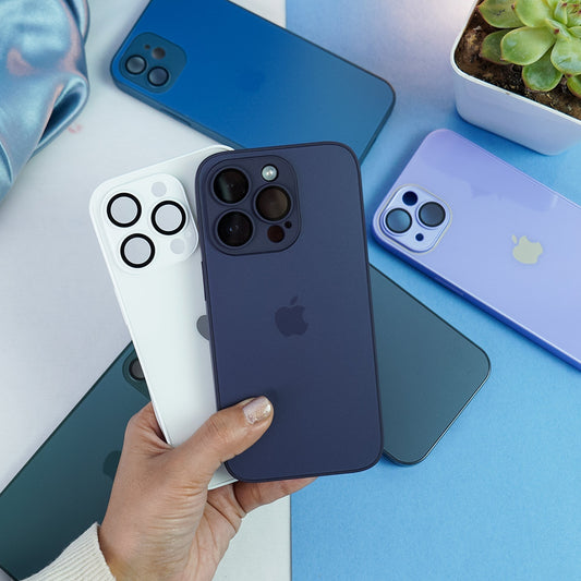 iPhone 14 Series Matte Glass Camera Lens Shell Case