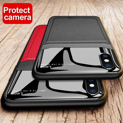 iPhone XS Sleek Slim Leather Glass Case