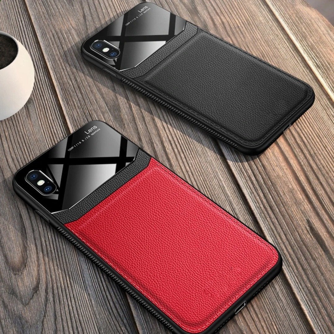 iPhone X Sleek Slim Leather Glass Case