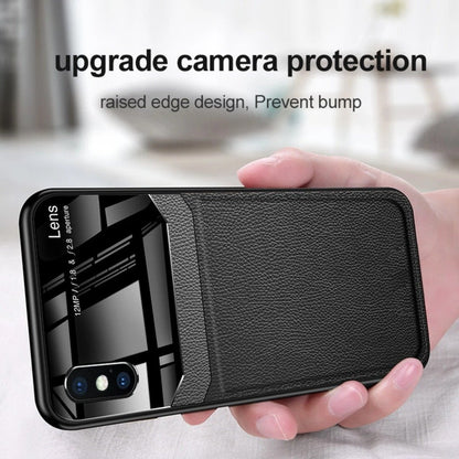 iPhone XS Sleek Slim Leather Glass Case