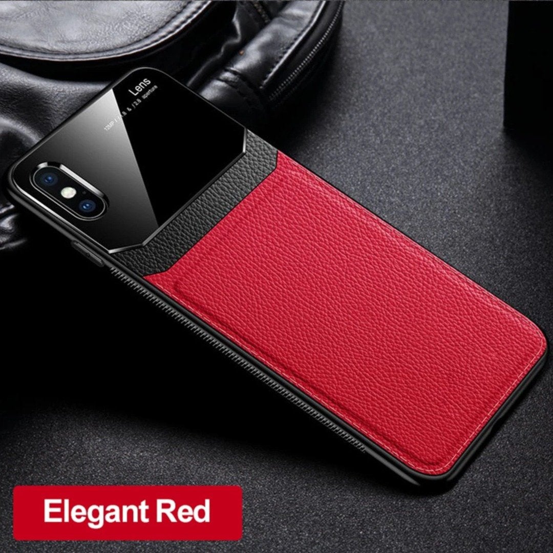 iPhone XS Sleek Slim Leather Glass Case