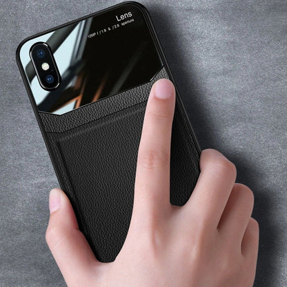 iPhone XS Sleek Slim Leather Glass Case