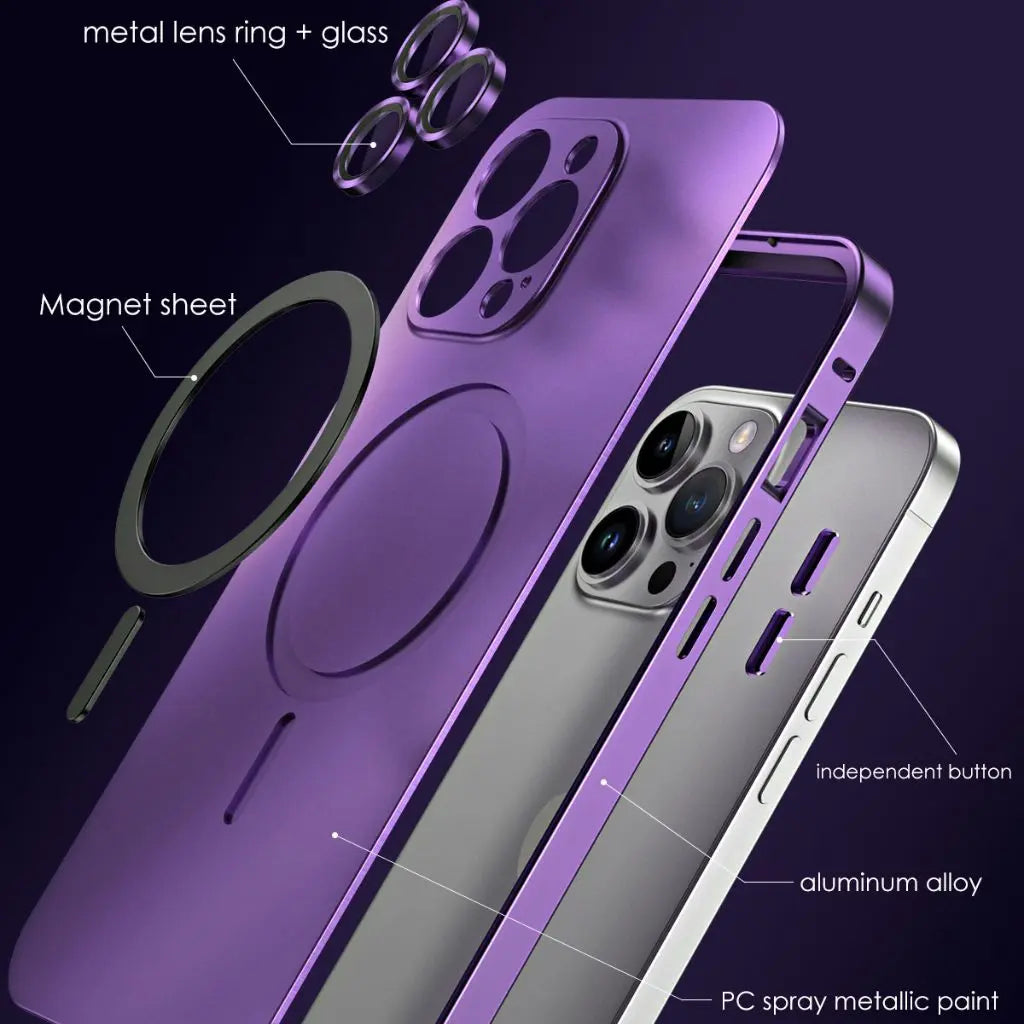 Aluminum Metal Frame Magnetic Case For iPhone all colours